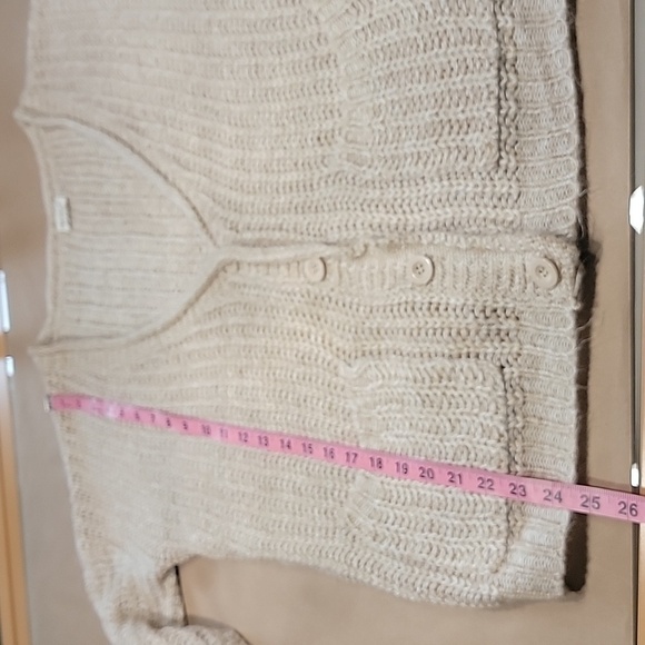 Essentials by Full Tilt Oatmeal Colored Button Front Loose Knit Cardigan Sweater - Picture 8 of 12